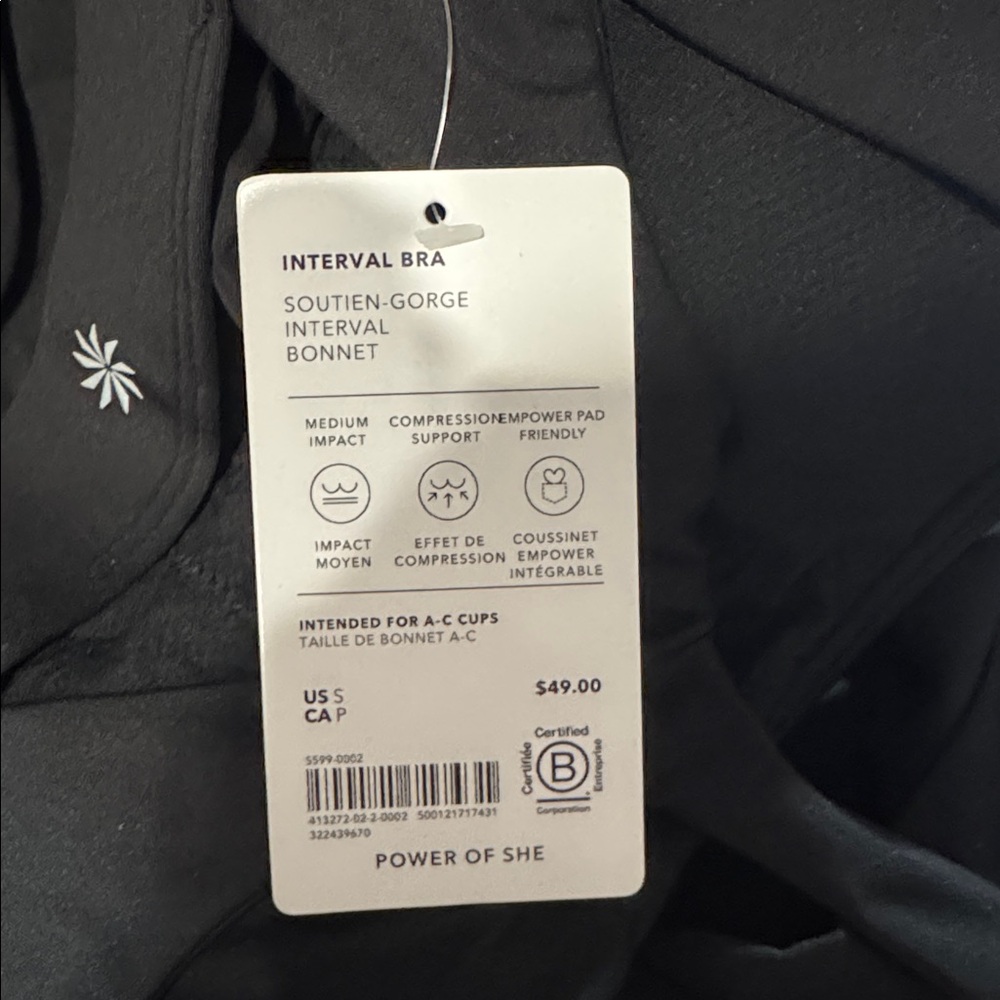 NWT Athleta Interval Sport Bra A-C | Black - Picture 12 of 15